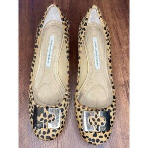 Diane Von Furstenburg Bonnie Calfhair Pumps w/ Gold Buckle Size 6.5 EUC!!
